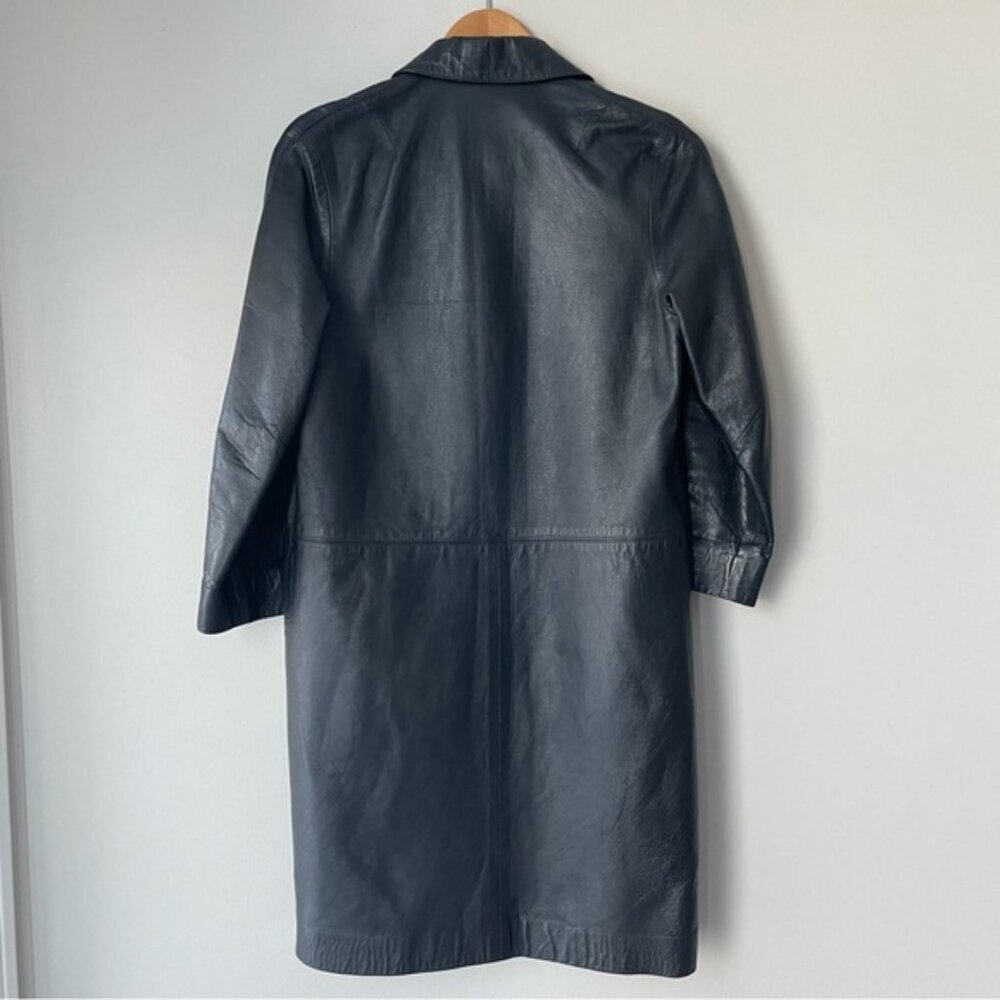 Vintage Black Vegan Leather Blazer Jacket 90s - Picture 8 of 9